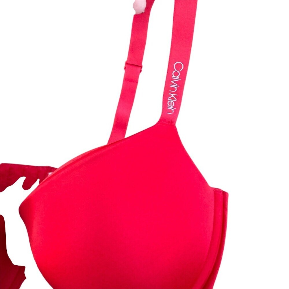 Calvin Klein Push-Up T-Shirt Bra Size 38C Red Underwire - Picture 2 of 9